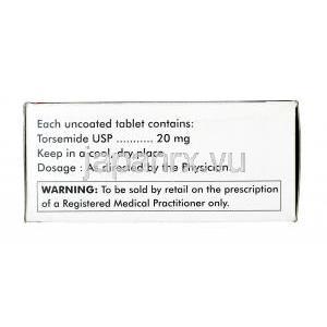 トーシネックス, トラセミド 20 mg, 錠剤, 箱情報