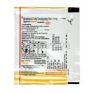 スピロモント, モンテルカスト10 mg, 錠剤, 包装情報