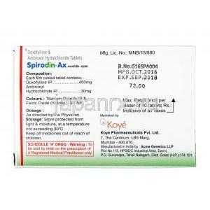 スピロディン AX, ドキソフィリン 400mg / アンブロキソール 30mg, 錠剤, 箱情報