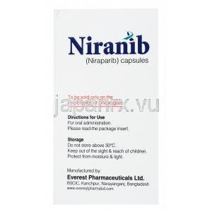 ニラニブ, ニラパリブ, 100mg, 30カプセル,エベレスト製薬, 箱側面情報,使用方法,保管方法