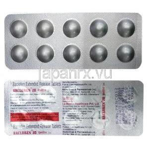 バクロレン (バクロフェン)　徐放性錠 20 mg, シート情報