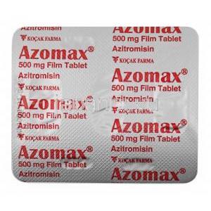 アゾマックス (アジスロマイシン) 500mg 錠剤裏面