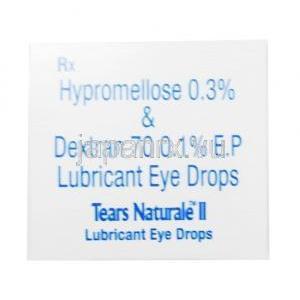 ティアーズ ナチュレール II 点眼薬 (ヒドロキシプロピルメチルセルロース 0.3%/ デキストラン 0.1%) 10ml 箱上部
