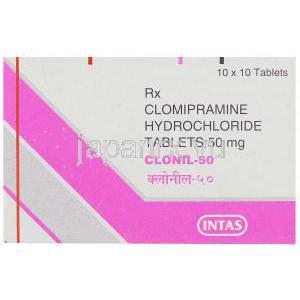 クロミプラミン, Clonil, 50 mg 錠 (Intas) 箱