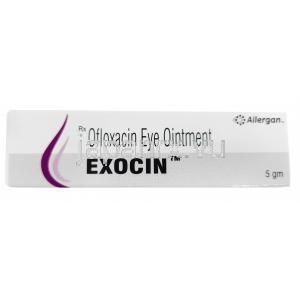 エクスコシン眼軟膏,オフロキサシン, 0.3％w/w, 5g,箱表面
