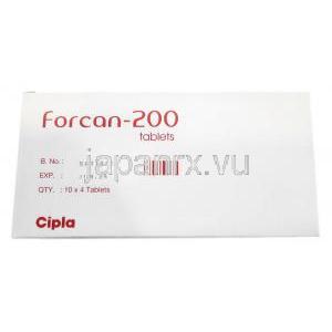 フォルカン,フルコナゾール 200mg , 製造元：Cipla,箱情報, 製造番号, 消費期限
