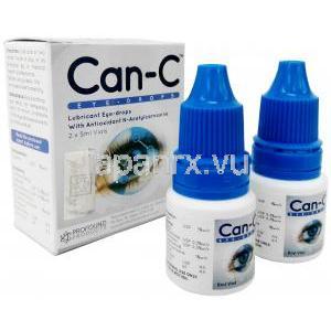 Can-C 点眼薬,　グリセリン 1% w/v / カルボキシメチルセルロース  0.3% w/v, 2本 x 5ml バイアル,製造元： Profound Products, 箱,ボトル2本