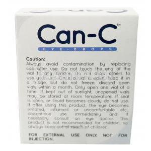 Can-C 点眼薬,　グリセリン 1% w/v / カルボキシメチルセルロース  0.3% w/v, 2本 x 5ml バイアル,製造元： Profound Products, 箱情報,注意事項