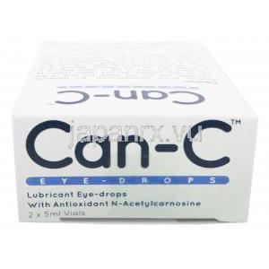 Can-C 点眼薬,　グリセリン 1% w/v / カルボキシメチルセルロース  0.3% w/v, 2本 x 5ml バイアル,製造元： Profound Products, 箱上面