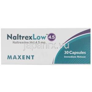 ナルトレックス ロー 4.5,低用量ナルトレキソン 4.5mg,製造元：Maxent,箱表面