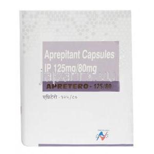 アプレテオ, 1 cap アプレピタント 125mg （1カプセル）＋80mg（2カプセル）,  1セット, 製造元： Hetero Drugs Ltd, 箱表面-2