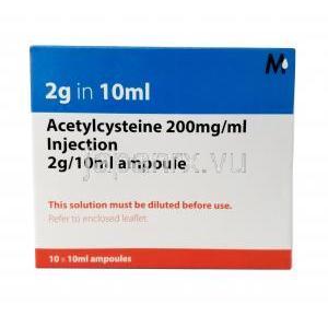 Acetylcysteine Solution for Injection, Acetylcysteine 200mg per mL,Ampule 10mL, Mucomyst, Box
