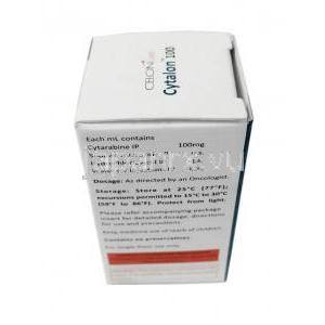 シタロン 100, シタラビン 100 mg(1mLあたり), 注射 1mL, 製造元：Celon, 箱情報, 成分, 保管方法