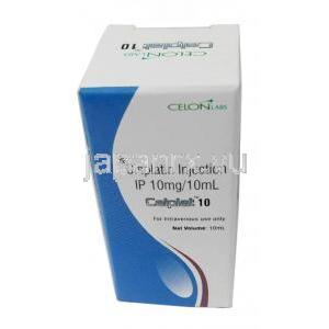 セルプラ 10, シスプラチン 10 mg(10mLあたり), 注射 10mL, 製造元：Celon, 箱表面