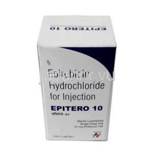 エピテロ注射, エピルビシン 10mg, バイアル, 製造元：Hetero Drugs,箱表面