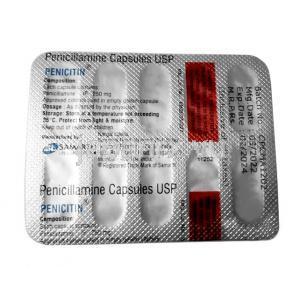 ペニシチン,ペニシラミン 250mg, カプセル, 製造元：Samarth Life Sciences Pvt Ltd, シート情報（新包装）