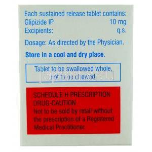グリナーゼ XL-10, グリピジド 10 mg,製造元： USV, 箱情報