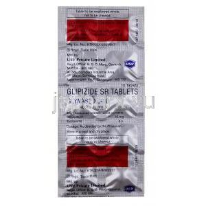 グリナーゼ XL-10, グリピジド 10 mg,製造元： USV, シート情報