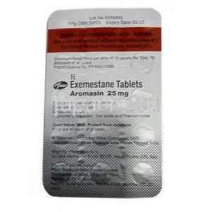 アロマシン糖衣錠,  エキセメスタン 25 mg, 製造元：Pfizer,シート情報