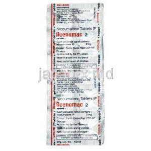 アセノマック, アセノクマロール 2 mg, 製造元：Macleods Pharmaceuticals,シート情報