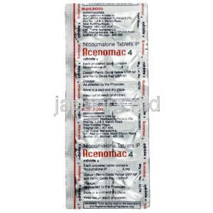 アセノマック, アセノクマロール 4 mg, 製造元：Macleods Pharmaceuticals,シート情報