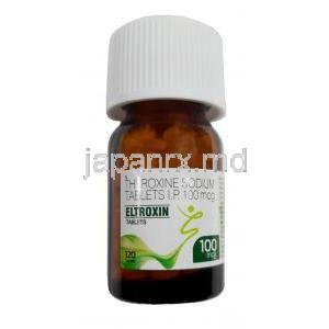 エルトロシン,  レボチロキシン 100 mg,製造元： GSK, ボトル表面