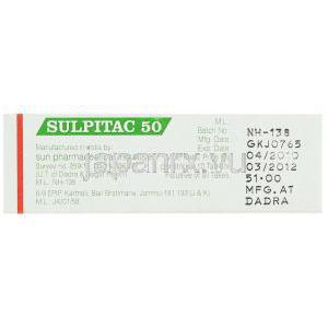 アミスルプリド（ソリアンジェネリック）, Sulpitac 50mg 錠 (Sun Pharma) 製造者情報