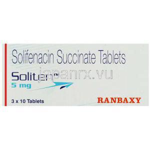 ソリフェナシン（ベシケアジェネリック）, ソリテン Soliten,  10mg 錠 (Ranbaxy) 箱