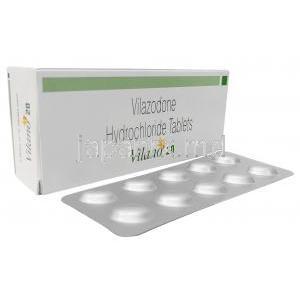ビラノ 20, ビラゾドン 20 mg, 製造元：Sun Pharmaceutical Industries, 箱, シート