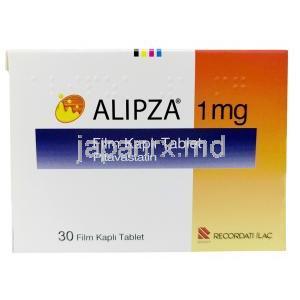 アリプザ 1mg, ピタバスタチン 1 mg, 製造元：Pierre Fabre, 箱表面