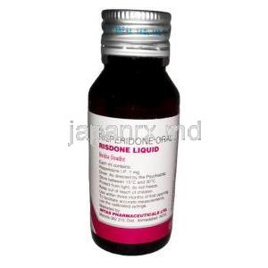 リスドン 内服液, リスペリドン 1 mg/mL, 内服液 60mL,製造元：Intas Pharmaceuticals, ボトル情報