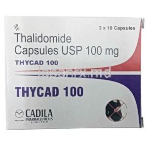 シカド, サリドマイド 100 mg, 製造元：Cadila Pharmaceuticals,箱表面