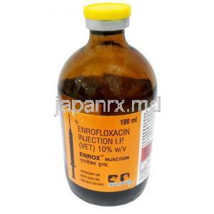 エンロックス 注射, エンロフロキサシン 10%, 100ml, 製造元：Alembic, ボトル表面