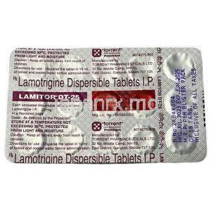 ラミトール DT 25, ラモトリジン 25mg, 製造元：Torrent Pharma, シート情報