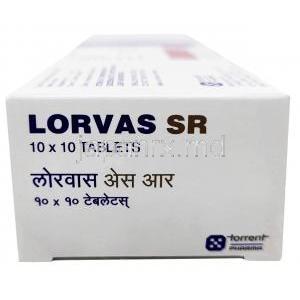 ロルバス SR,インダパミド1.5mg, 製造元：Torrent Pharma, 箱側面