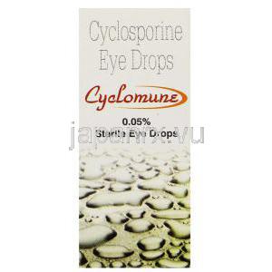 シクロミューン Cyclomune, シクロスポリン, Iflo, 0.05% 3ML 点眼薬 (Ajanta pharma) 箱
