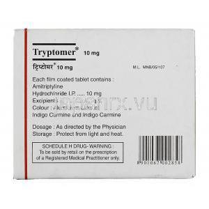 アミトリプチリン塩酸（トリプタノールジェネリック）, トリプトマー Tryptomer 10mg 錠 (Merind) 成分