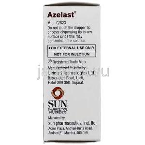 アゼラスト Azelast, オプティバール ジェネリック, アゼラスチン塩酸塩 0.05% 5ml 点眼薬 (Sun Pharma) 製造