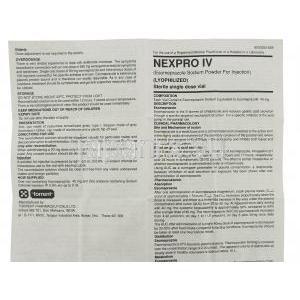 エソメプラゾール(ネキシウム ジェネリック), ネクスプロ Nexpro IV 40mg 注射 (Torrent) 情報シート6