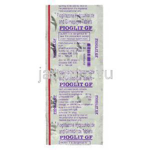 ピオグリット GF Pioglit GF, ピオグリタゾン・グリメピリド 30/ 2mg 錠 (Sun Pharma) 包装