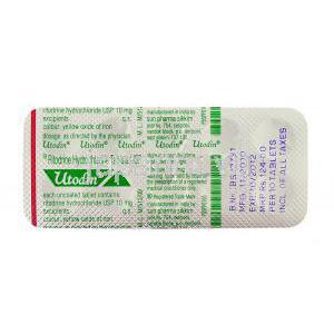 ユートディン Utodin , ユトパージェネリック, 塩酸リトドリン, 10mg 錠 (Sun Pharma) 包装