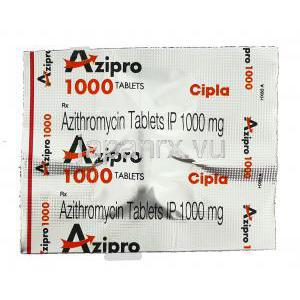 アジプロ Azipro, ジスロマック ジェネリック, アジスロマイシン  1,000mg (Cipla) 包装
