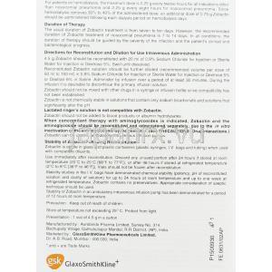 ピペラシン / タゾバクタム配合（Zobactin） ゾバクチン Zobactin 注射バイアル (GSK) 情報シート6
