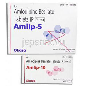 アムリップ Amlip, ベジル酸アムロジピン 5mg 錠 (Cipla)