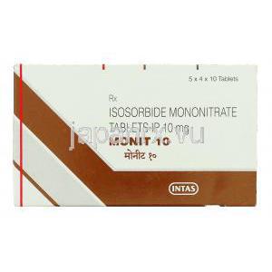 モニット Monit, イムデュール ジェネリック, イソソルビド5‐モノニトラート 10mg 錠 (Sun Pharma) 箱