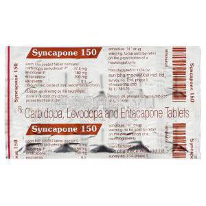 シンカポン Syncapone, スタレボ ジェネリック, カルビドパ 37.5 mg レボドパ 150 mg エンタカポン 200mg 錠 (Sun Pha