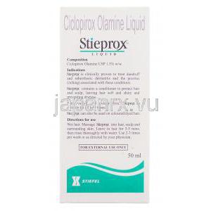 スティプロックス Stieprox, シクロピロクスオラミン 1.5% シャンプー (Stiefel) 箱裏面