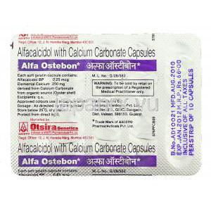 アルファオステボン Alfa Ostebon, アルファカルシドール / カルシウム 0.2 mcg/ 200 mg カプセル (Universal Medicare) 包