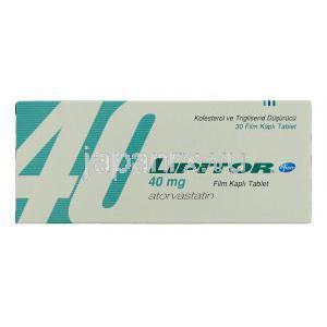 リピトール Lipitor, アトルバスタチンカルシウム 40mg 錠 （ファイザー社） 箱