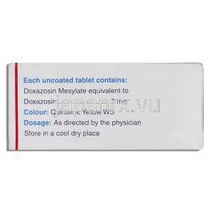 ドクサカード Doxacard, カルデナリンジェネリック, ドキサゾシン  2mg 錠 (Cipla) 成分